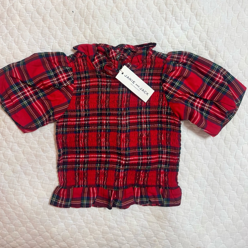 Janie and Jack Vibrant Red Plaid Blouse